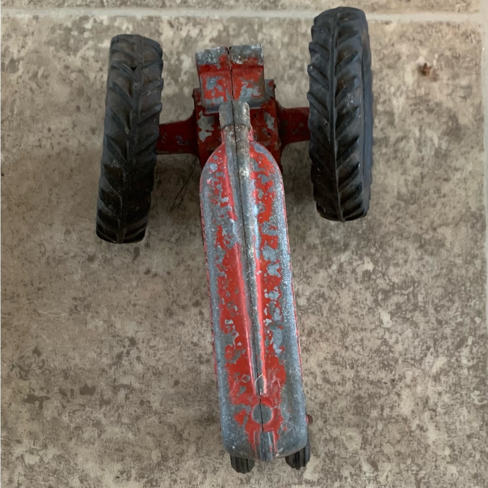 Vintage 7" Hubley Jr. Red Kiddie Die Cast Toy Tractor Made In USA In GUC!